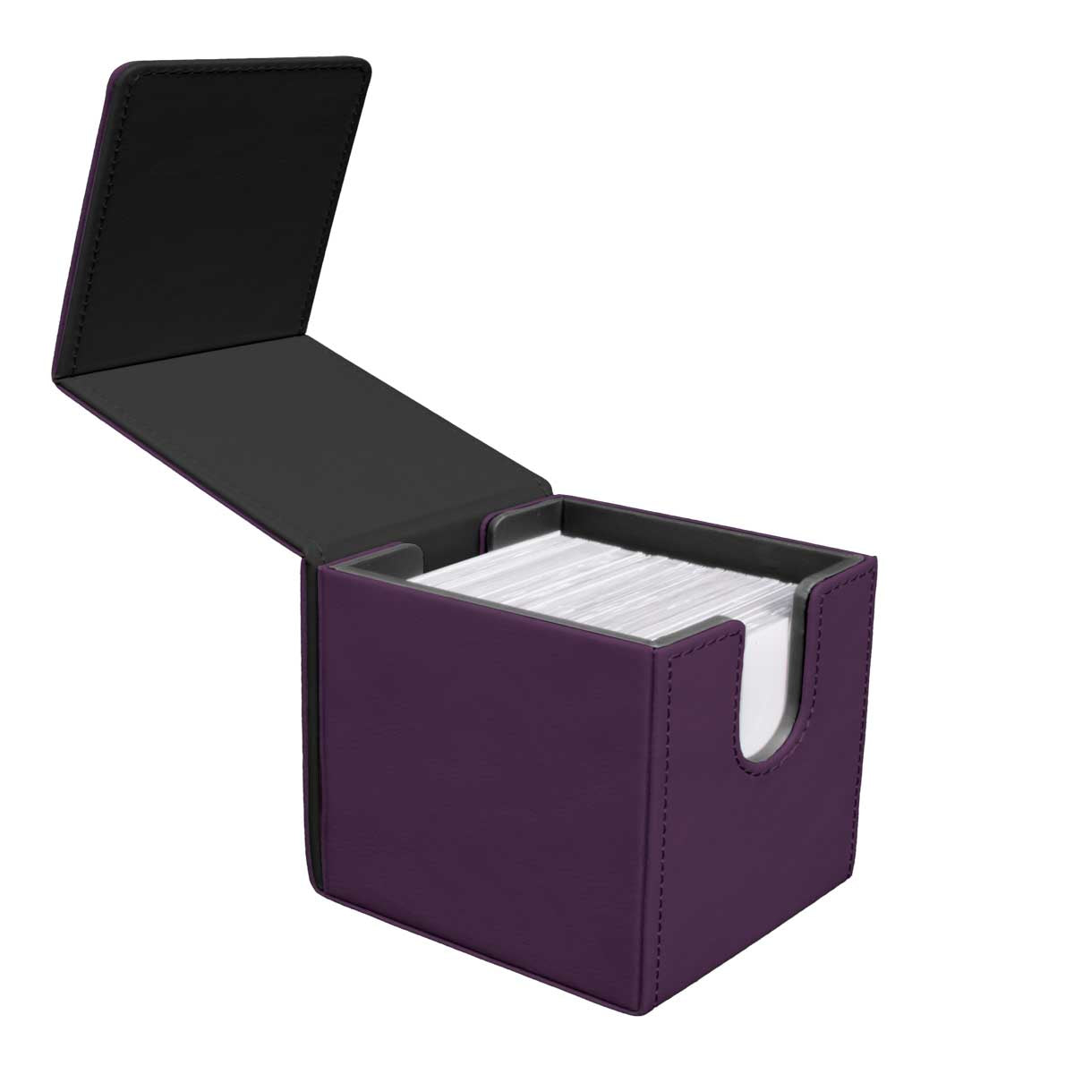 Vivid Alcove Edge Deck Box - Midnight Plum Open | Ultra PRO International