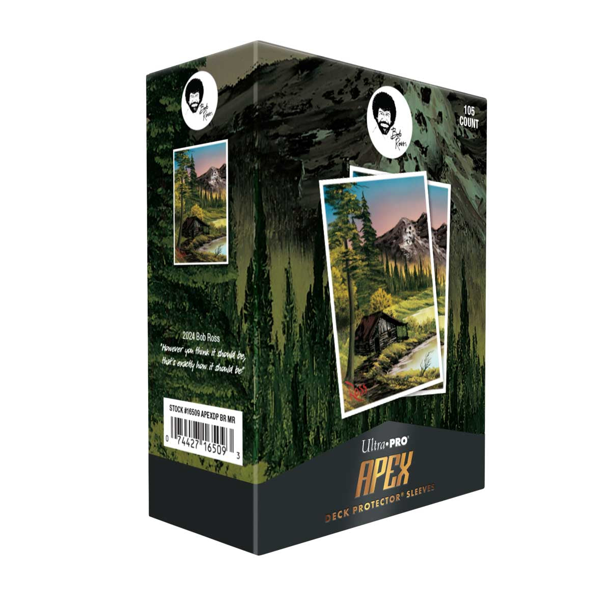 Bob Ross Mountain Retreat 105ct APEX Deck Protector Sleeves Angle | Ultra PRO International