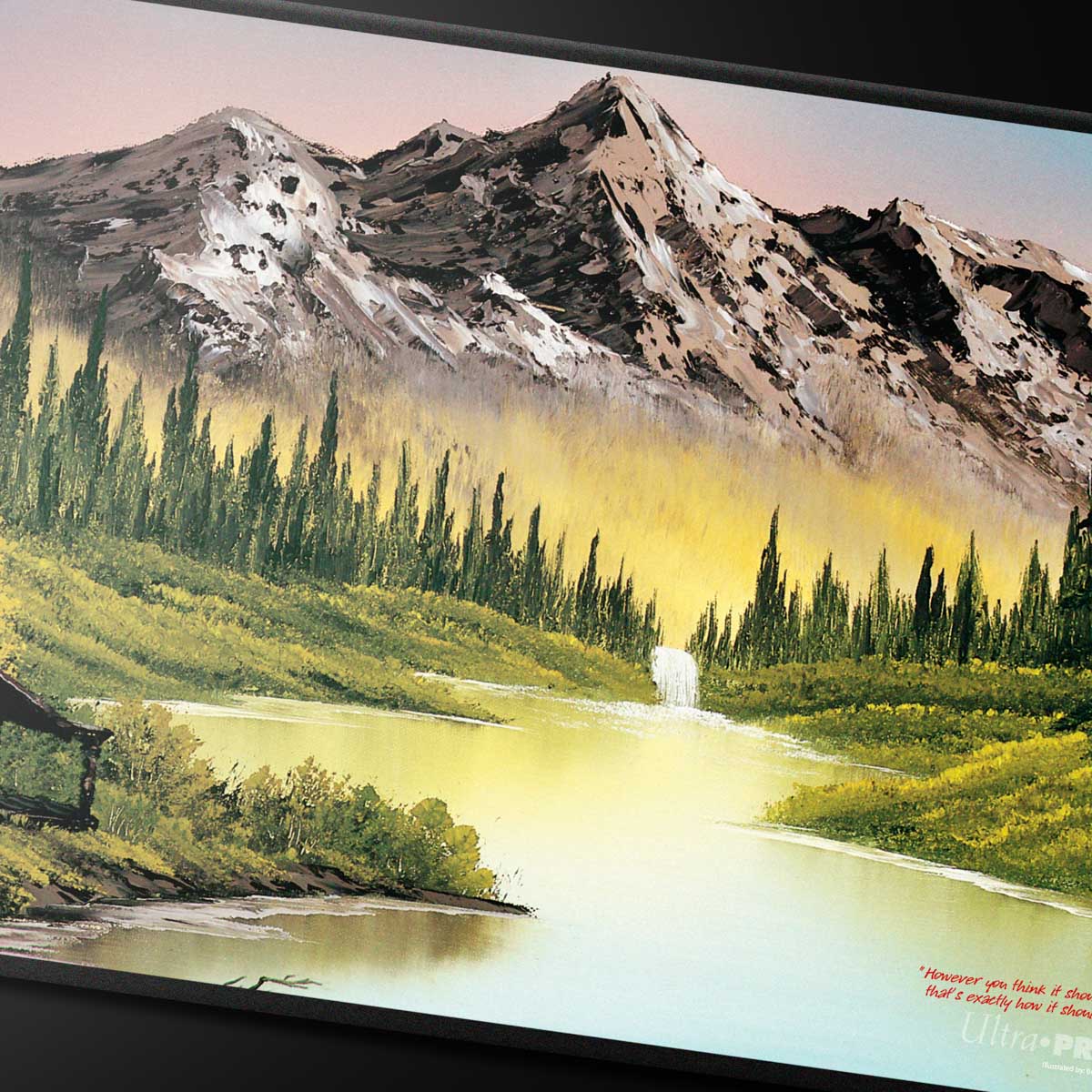 Bob Ross Mountain Retreat Black Stitched Playmat Art | Ultra PRO International