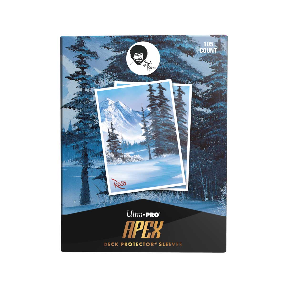 Bob Ross - Winter Paradise 105ct APEX Deck Protector® Sleeves for Tabletop Gaming Front | Ultra PRO International