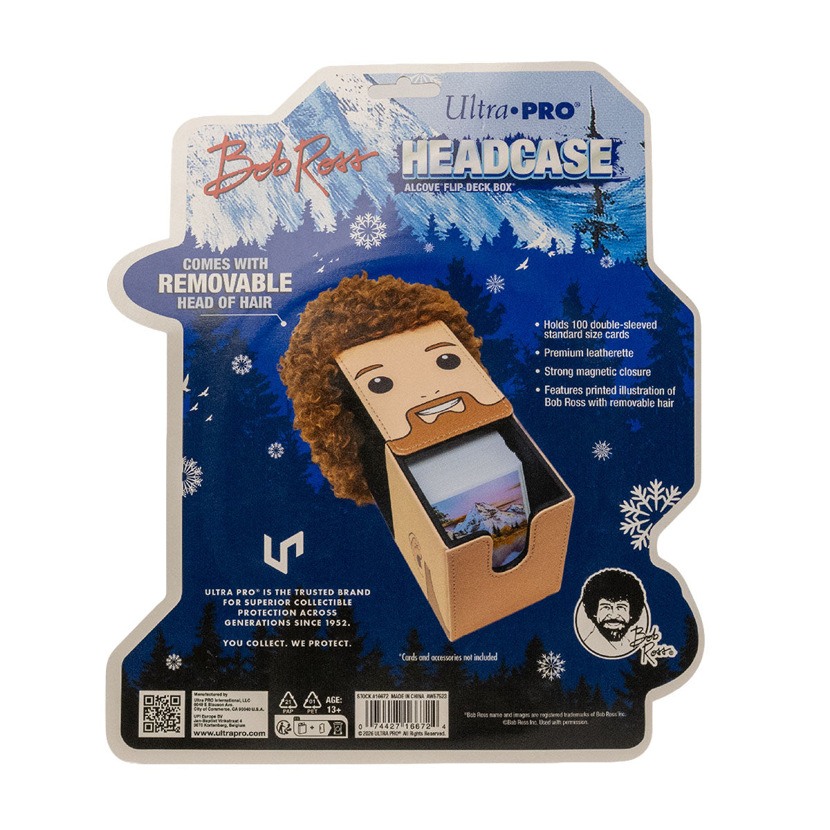 Bob Ross - HEADCASE™ ALCOVE® Flip DECK BOX® Card Container for Tabletop Gaming - Back | Ultra PRO