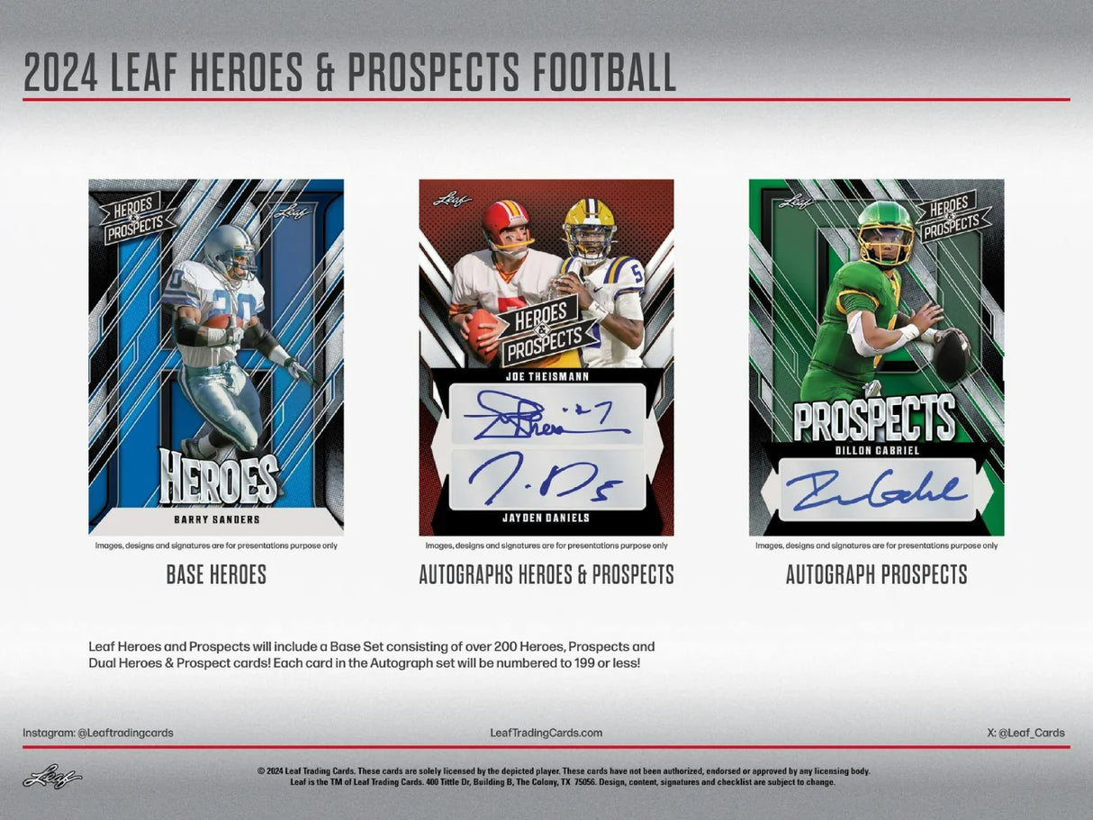 2024 Leaf Heroes & Prospects Football Jumbo Box