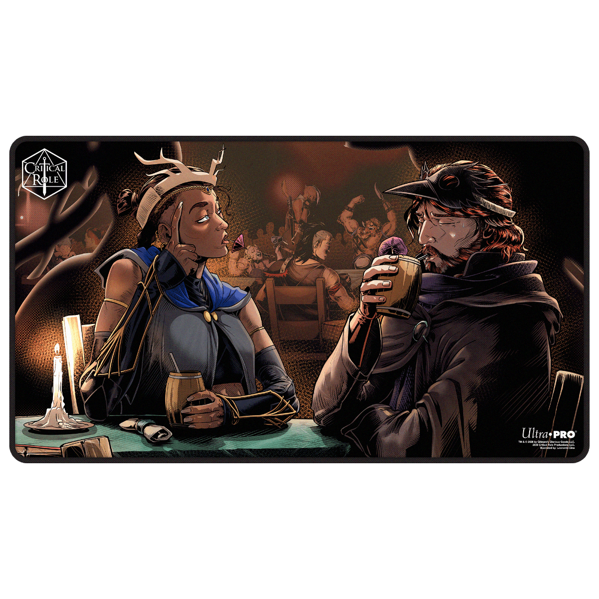 Critical Role: The Mighty Nein - Illustrated: Beauregard Lionett & Caleb Widogast Black-Stitched Playmat for Tabletop Gaming - Front | Ultra PRO