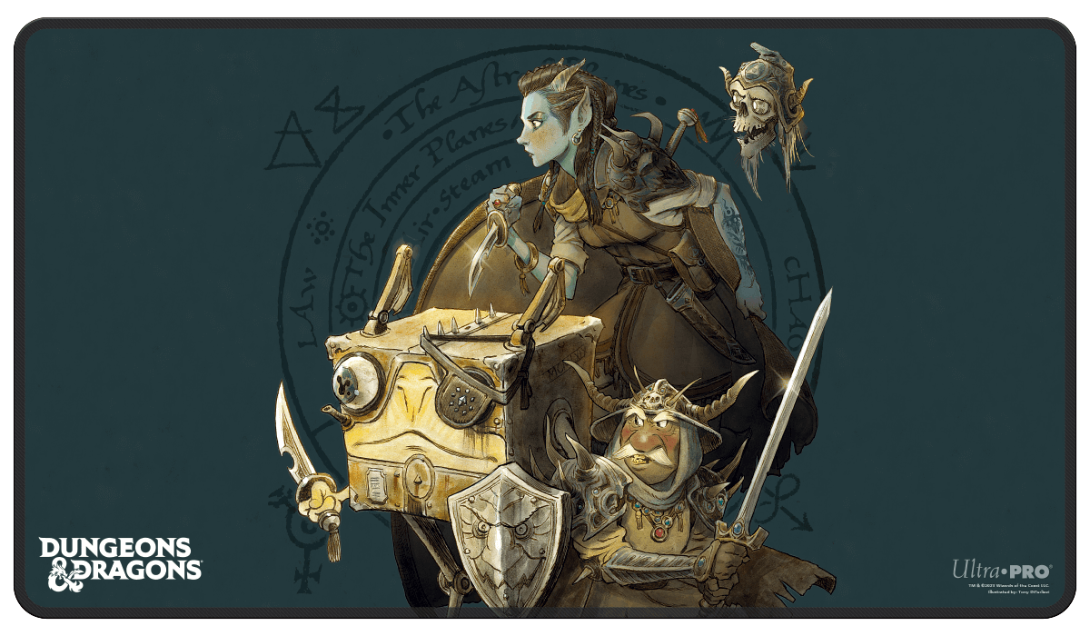 Planescape: Adventures in the Multiverse for Dungeons & Dragons Black Stitched Playmat - Turn of Fortune’s Wheel Alternate Cover Artwork v3 | Ultra PRO International