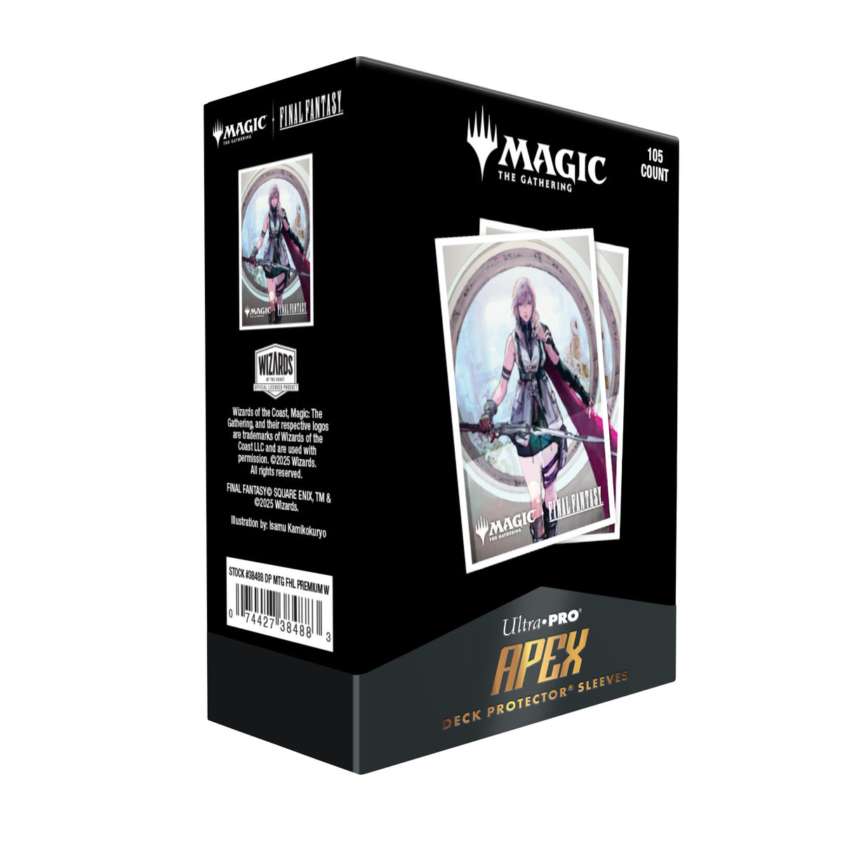 MAGIC: THE GATHERING®—FINAL FANTASY™ Lightning, Army of One 105ct APEX® DECK PROTECTOR® Sleeves for Magic: The Gathering Box Angle
