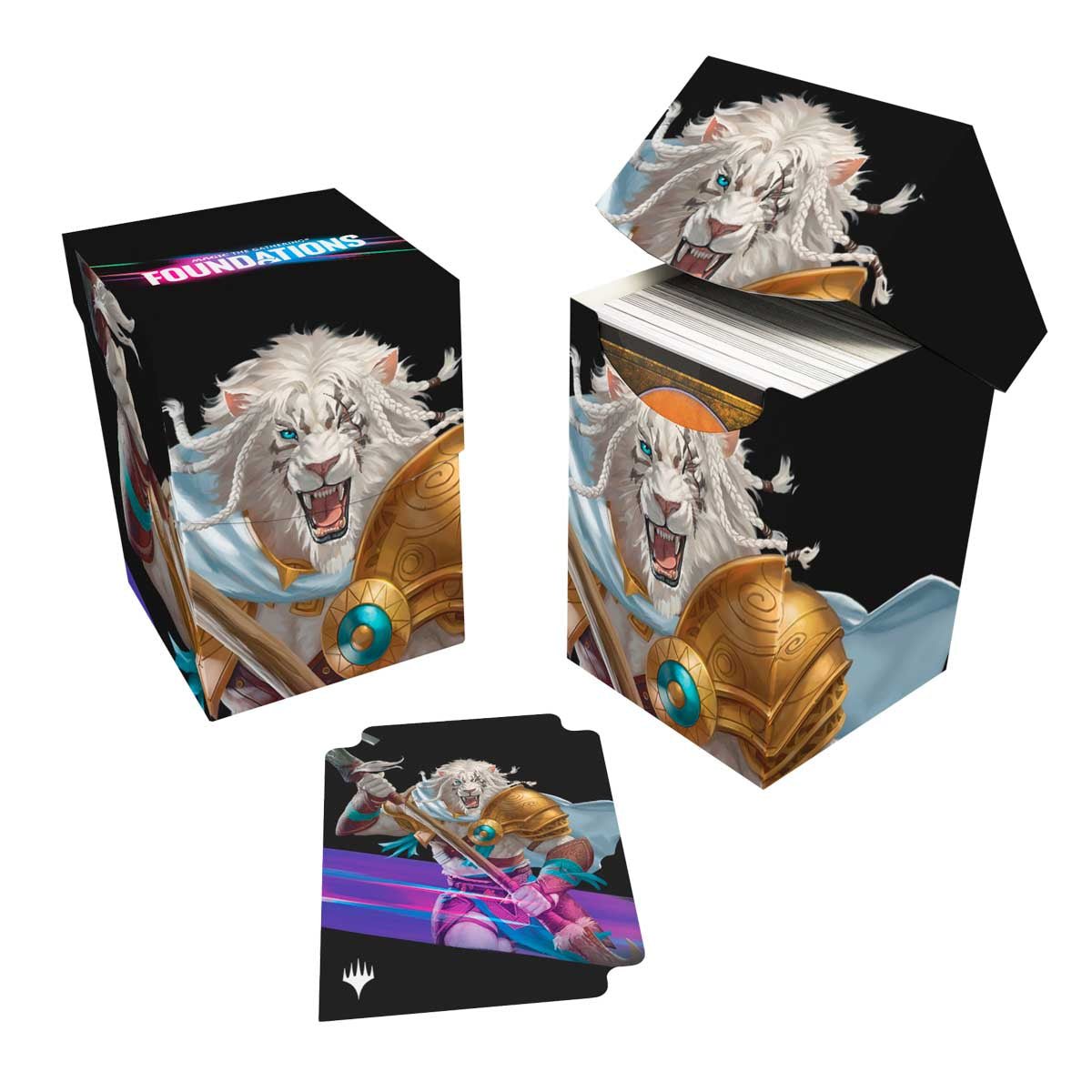 Ultra Pro Deck Box Magic: The Gathering Foundations – 100+ Cartes Double-sleeve, Boîte Ajani Light Avec Séparateur
