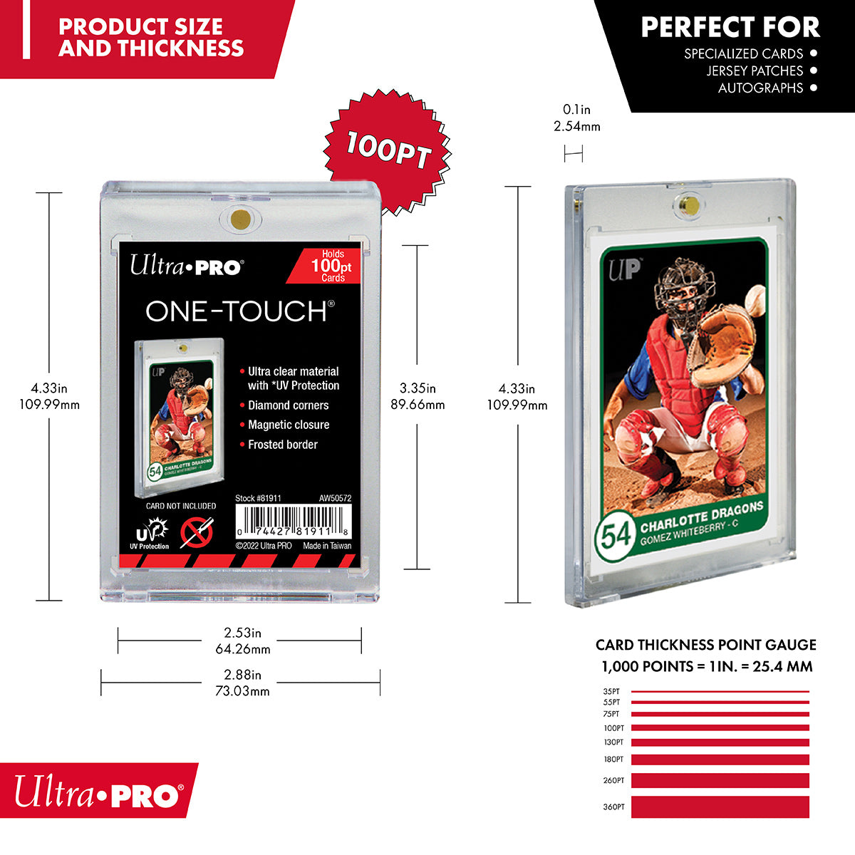 UV ONE-TOUCH Magnetic Holder 100pt - Dimensions | Ultra PRO