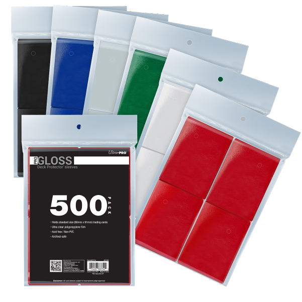 ultra pro card sleeves 500 pack PRO-Gloss Standard Deck Protector Sleeves Bundle (500ct)