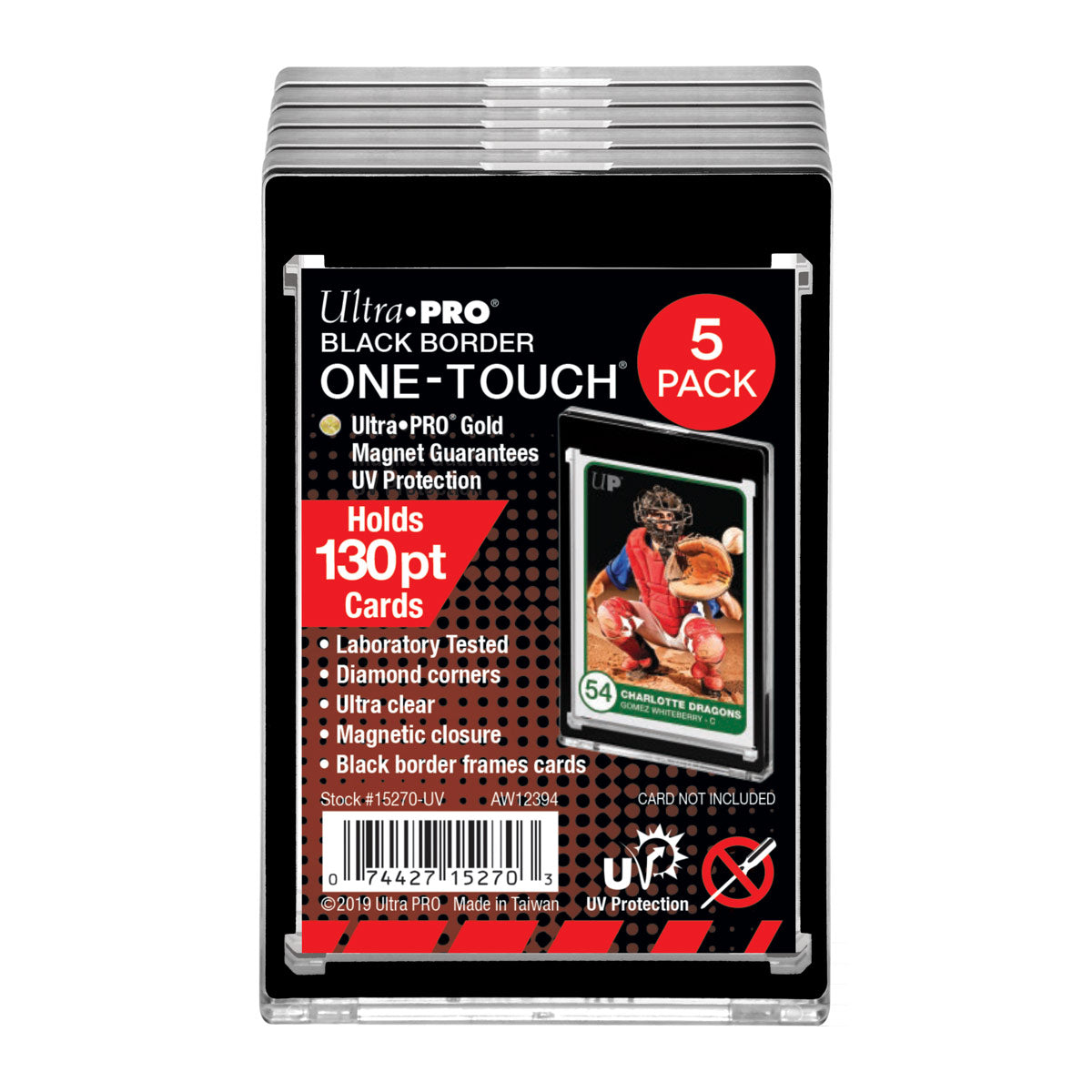 130PT Black Border UV ONE-TOUCH Magnetic Holders (5ct) | Ultra PRO International