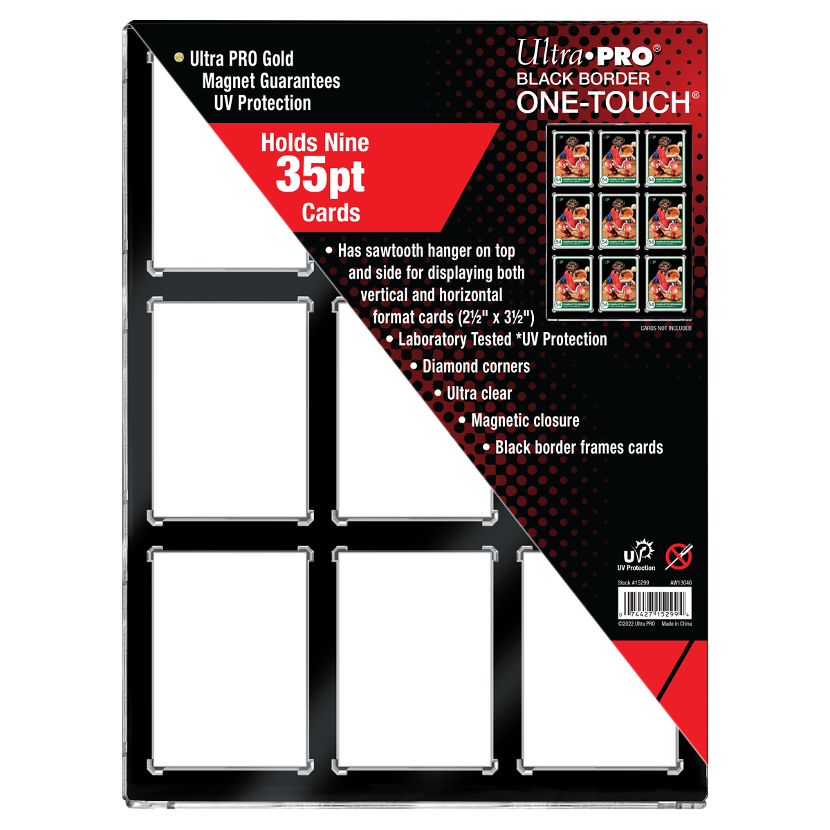 Ultra Pro - 35PT 9-Card UV ONE-TOUCH Magnetic Holder - Black Border Ultra Pro - 35PT 9-Card UV ONE-TOUCH Magnetic Holder - Black Border