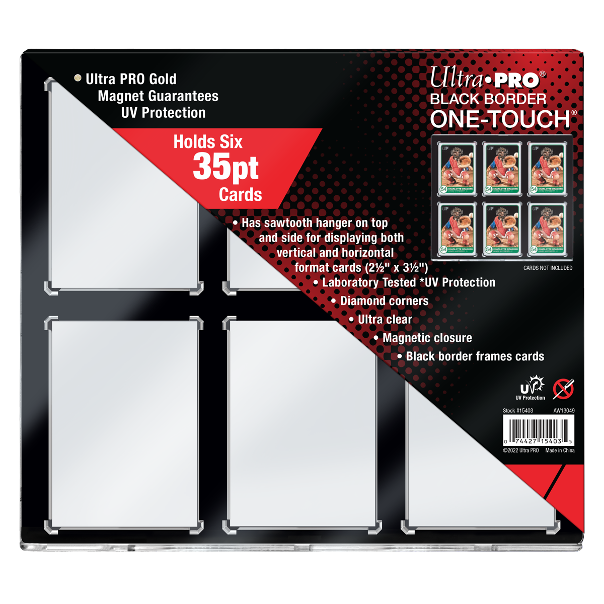 Ultra Pro 130pt Magnetic Card Holder - Black Border, UV Protected, One-Touch (5-Pack)