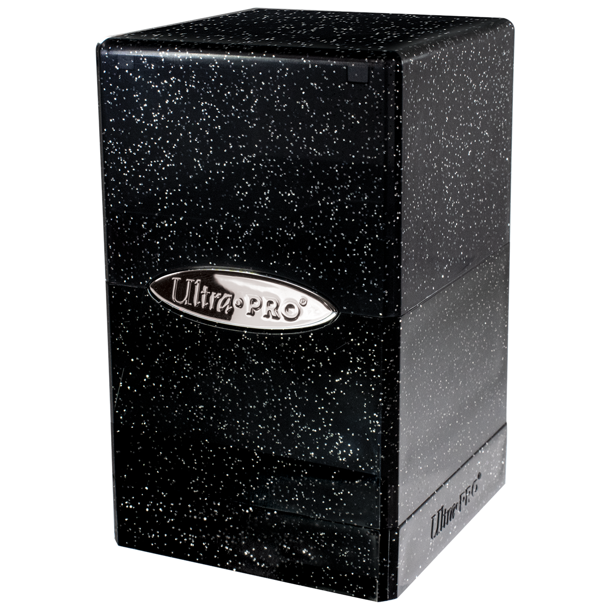 Glitter Satin Tower Deck Box - Blue - Angle | Ultra PRO