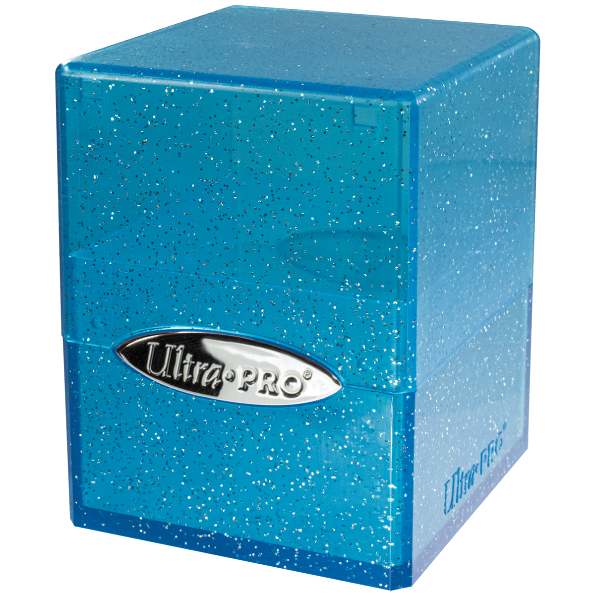 Glitter Satin Cube - Blue - Angle | Ultra PRO