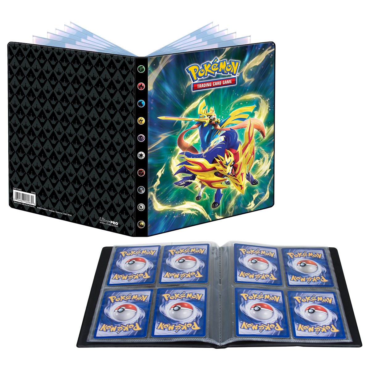 Sword and Shield 12.5 Crowned Sword Zacian and Crowned Shield Zamazenta 4-Pocket Portfolio for Pokémon | Ultra PRO International