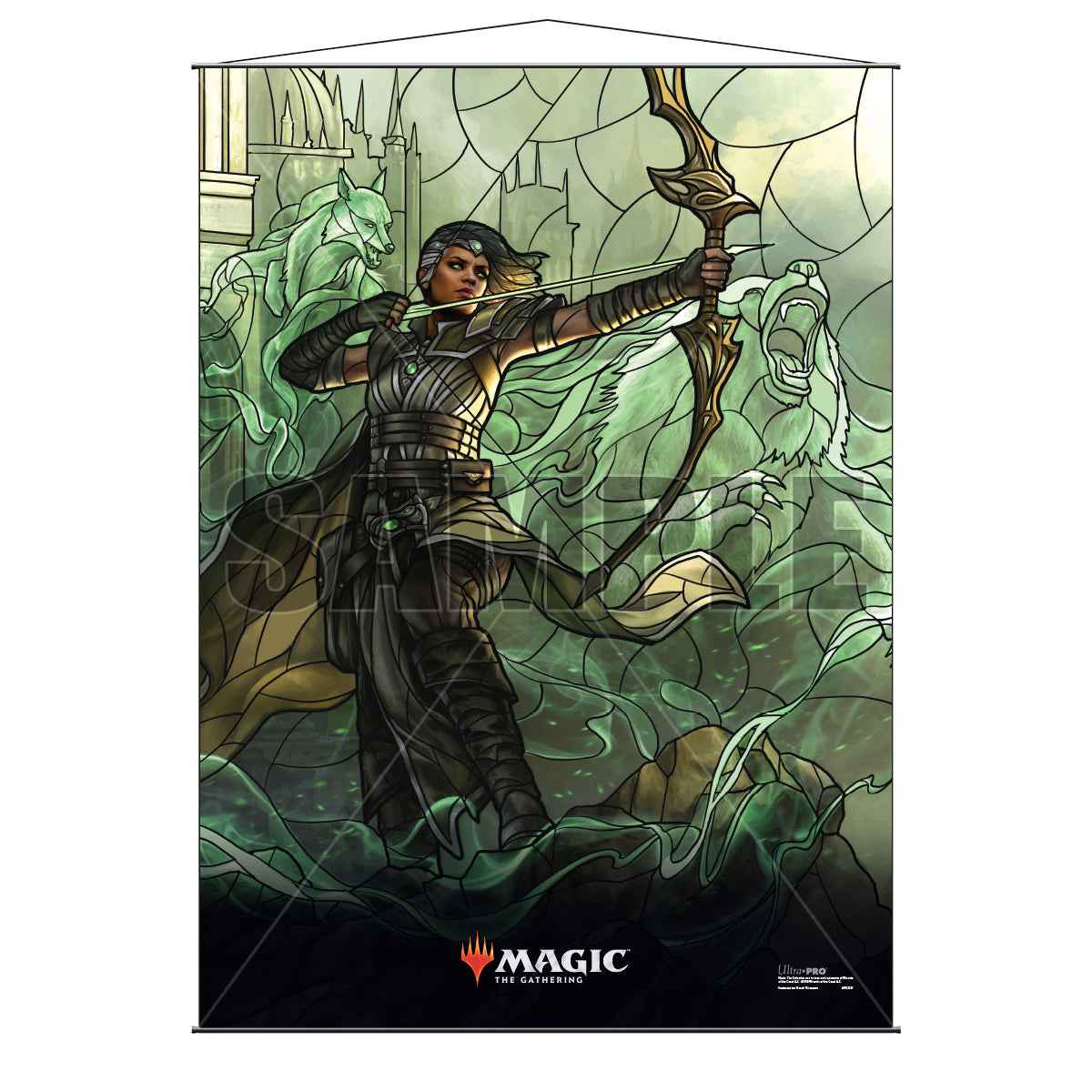 War of the Spark (WAR) Planeswalkers Vivien, Champion of the Wilds Stained Glass Wall Scroll for Magic: The Gathering
