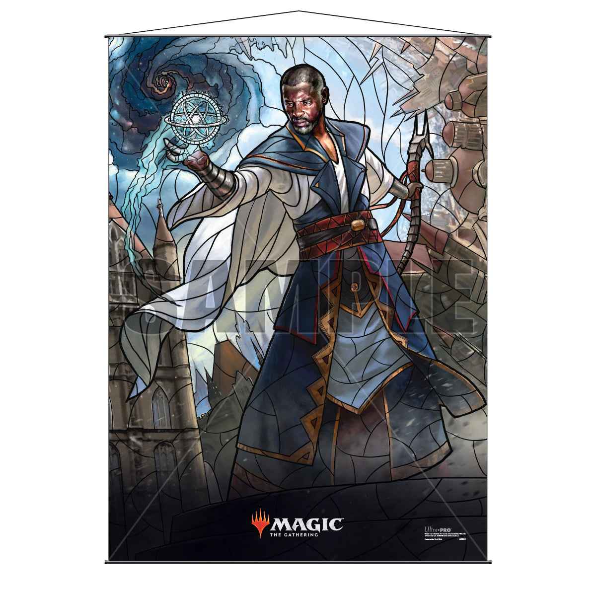 War of the Spark (WAR) Planeswalkers Teferi, Time Raveler Stained Glass Wall Scroll for Magic: The Gathering