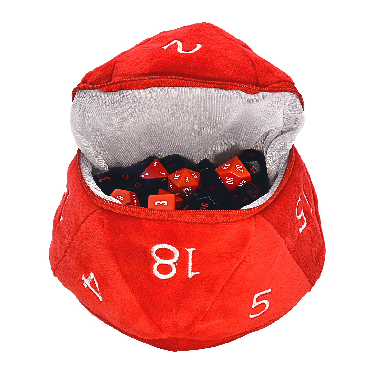 Red and White D20 Plush Dice Bag for Dungeons & Dragons | Ultra PRO International