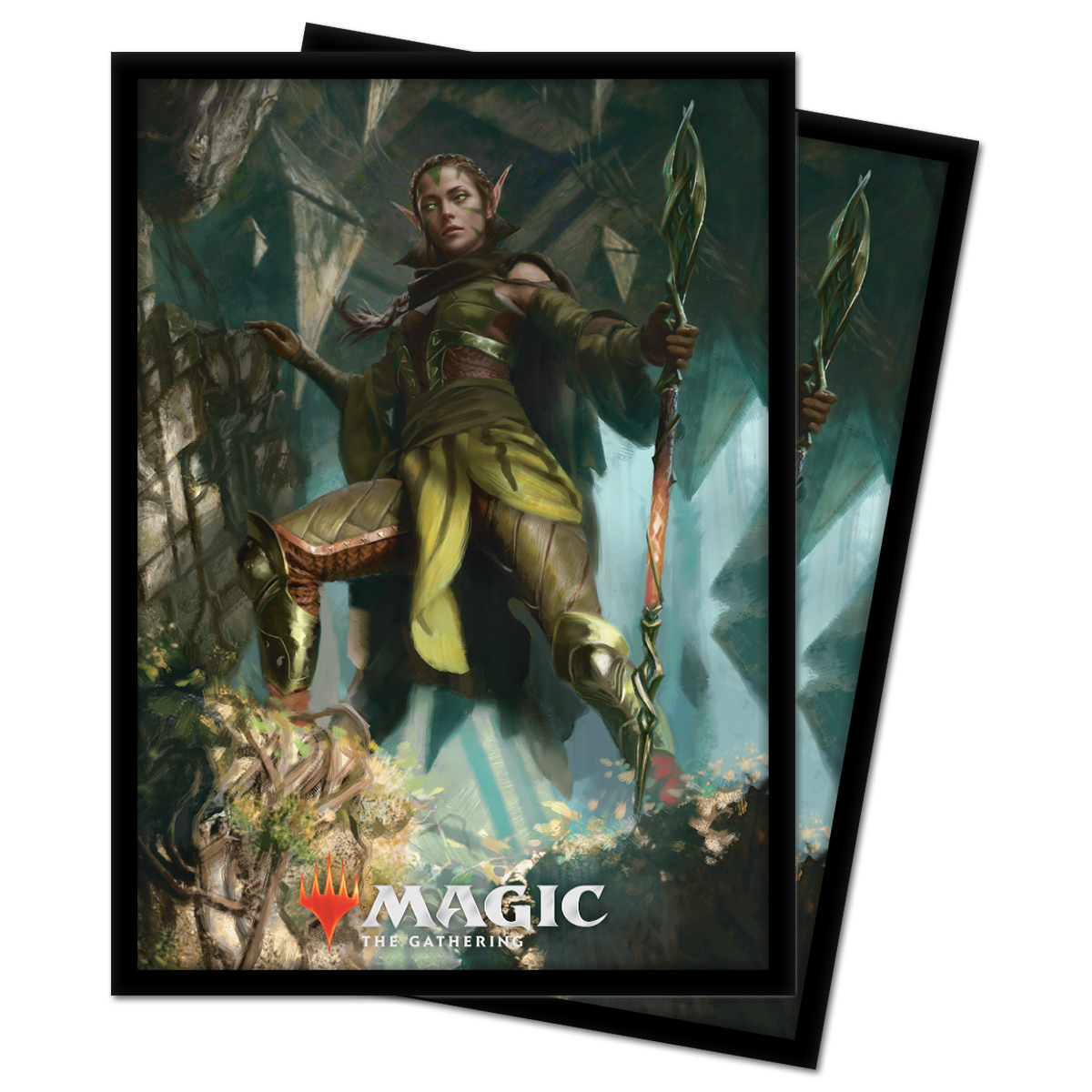 nissa card sleeves Zendikar Rising Nissa of Shadowed Boughs Standard Deck Protector Sleeves (100ct) for Magic: The Gathering