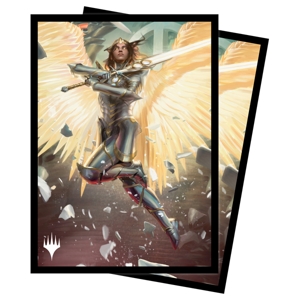angel card sleeves mtg March of the Machine Archangel Elspeth Standard Deck Protector Sleeves  (100ct) for Magic: The Gathering