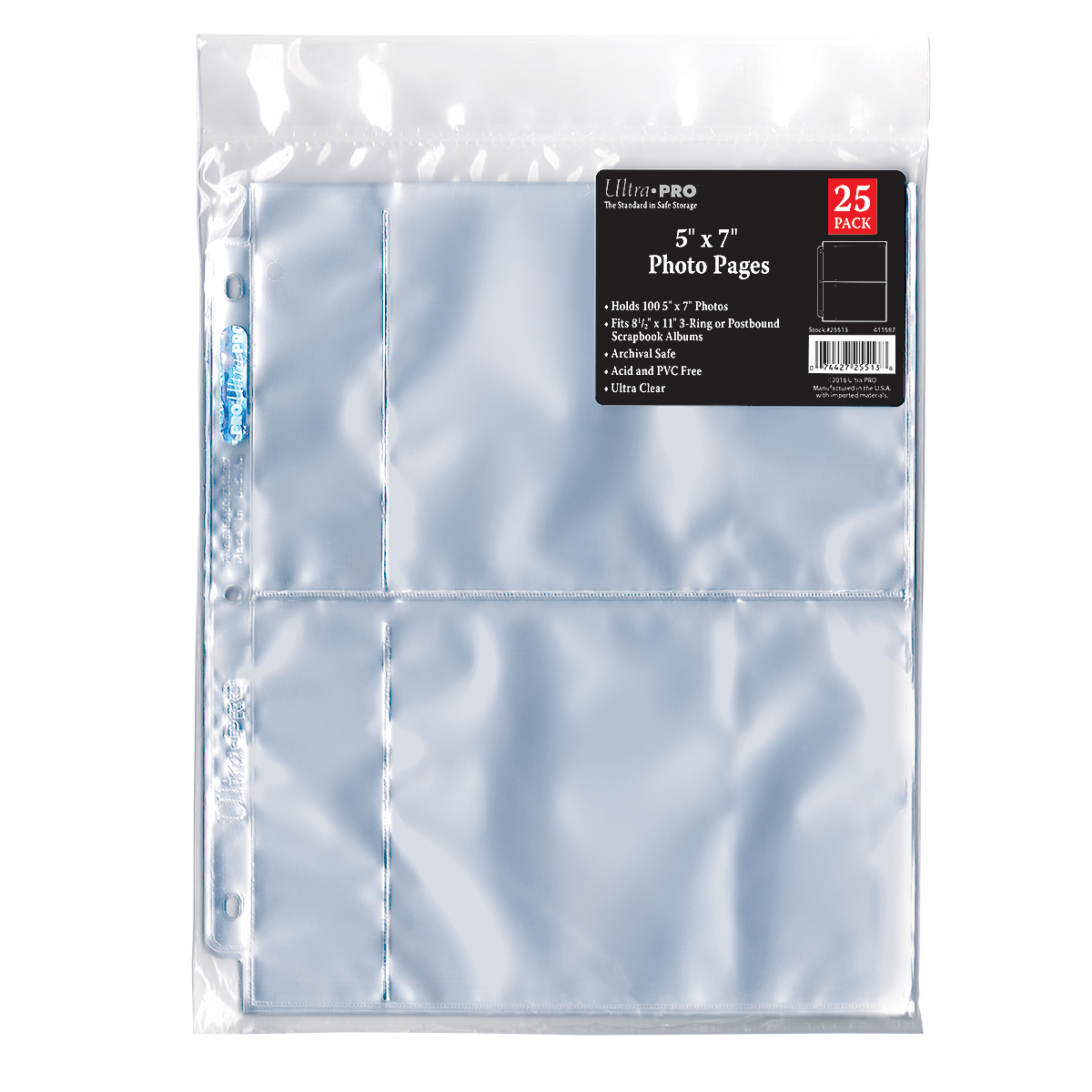 3-Hole Photo Pages (25ct) for 5" x 7" Prints | Ultra PRO International