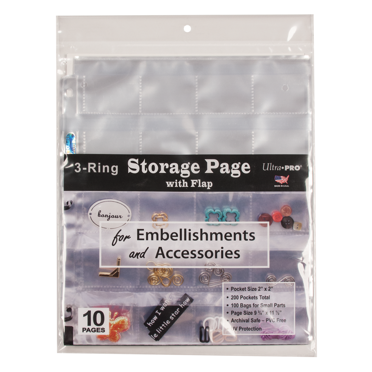 3-Hole Storage Pages (10ct) with Flaps | Ultra PRO International