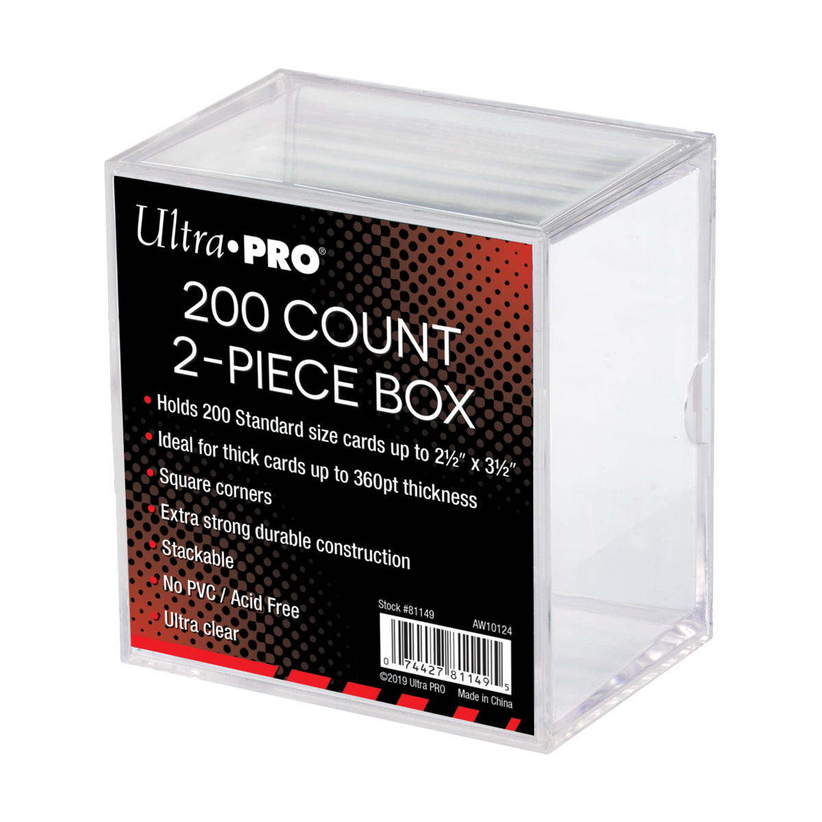 200 Count 2-Piece Clear Card Storage Box