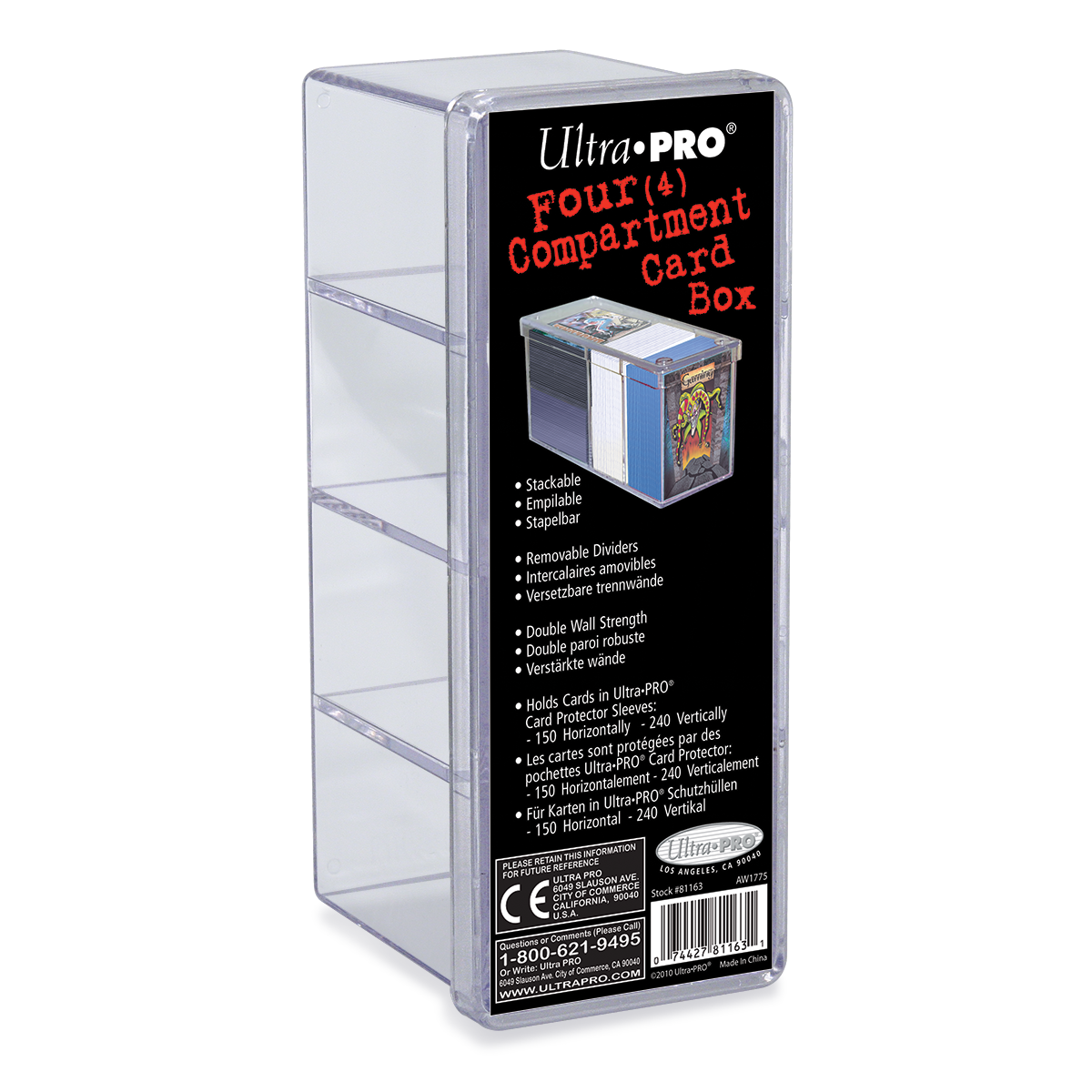 Ultra Pro 4-Compartment Card Box - Clear