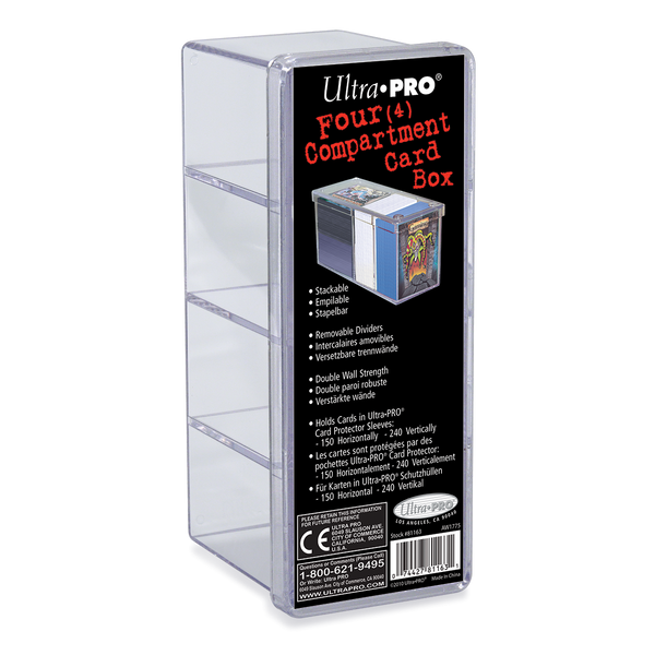 ultra pro card sleeves dividers 4-Compartment Clear Card Box
