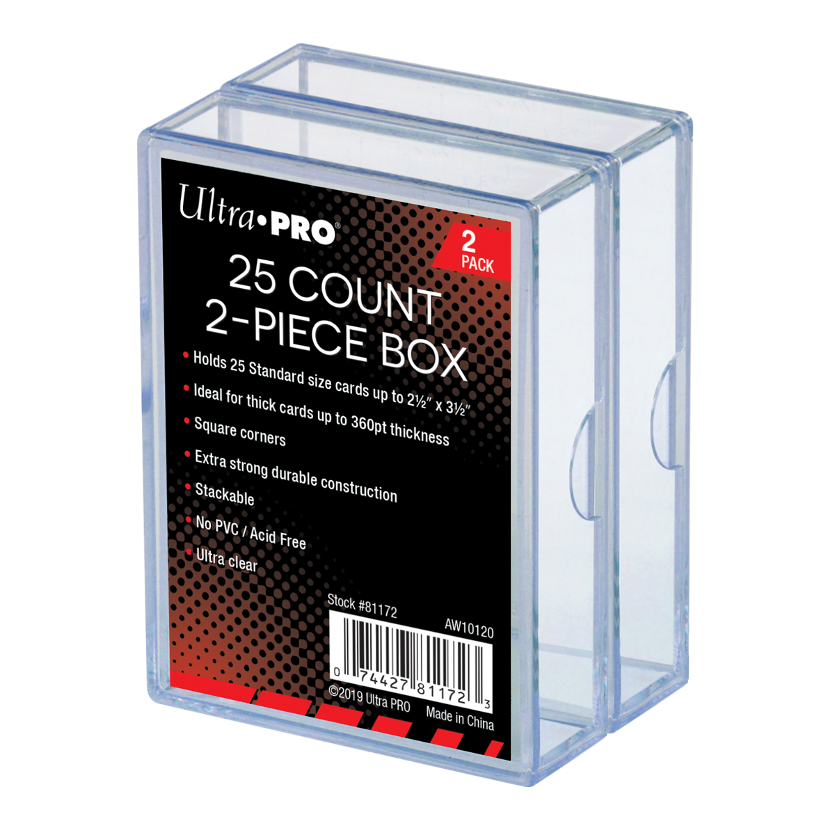 2-Piece 25-Count Clear Card Storage Boxes (2ct)