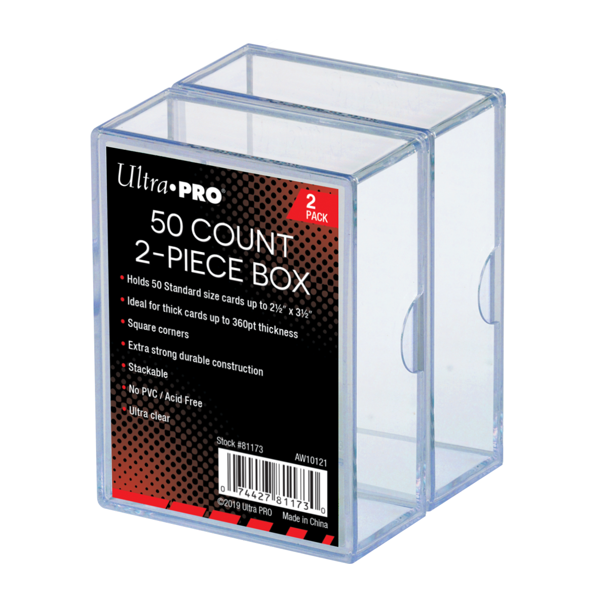 2-Piece 50-Count Clear Card Boxes (2ct)