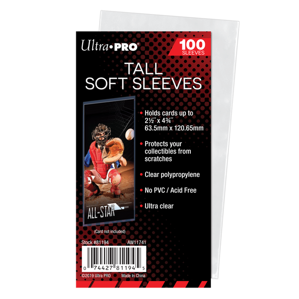 2-1/2" x 4-3/4" Tall Card Soft Sleeves (100ct) | Ultra PRO International
