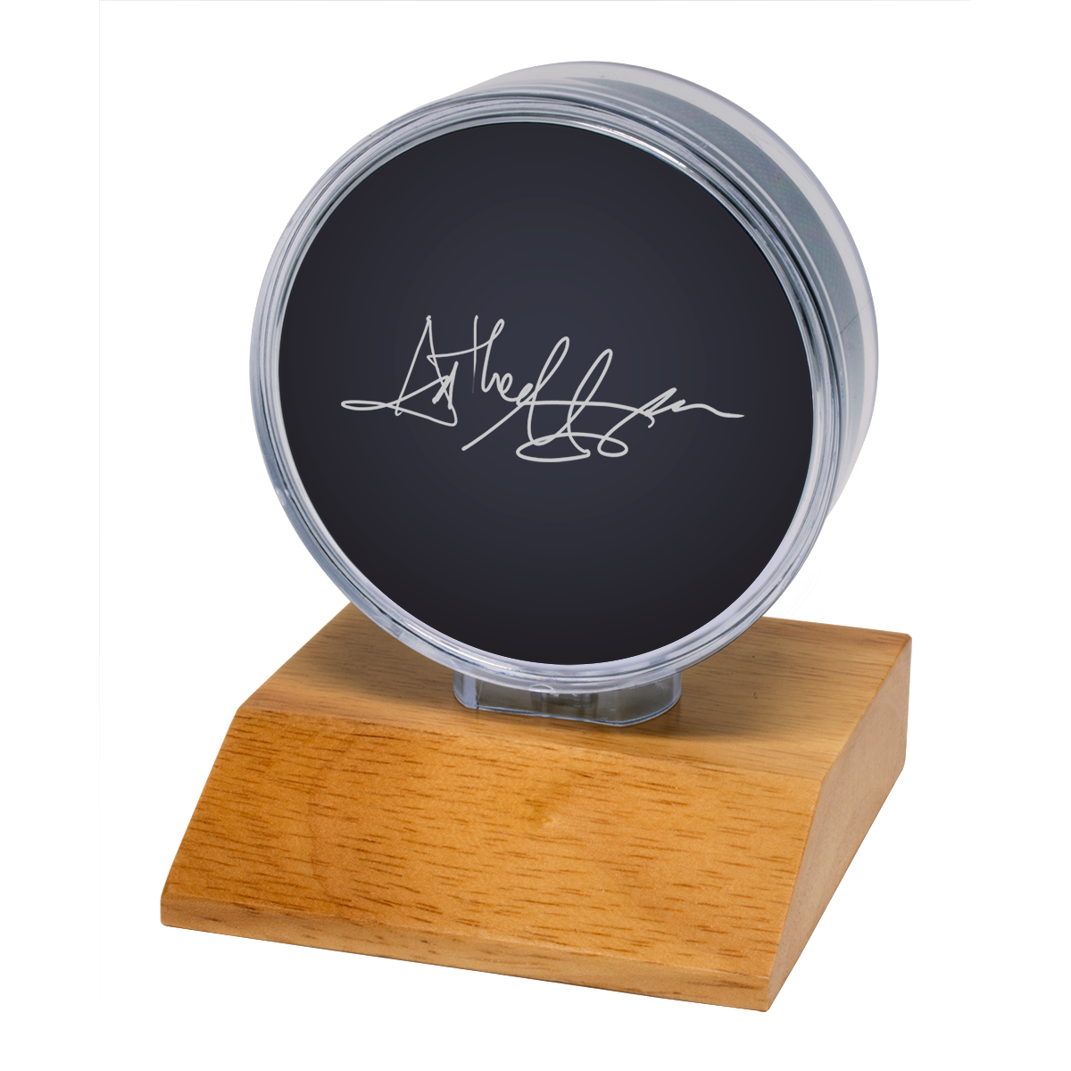Hockey Puck Light Wood Base Display Holder