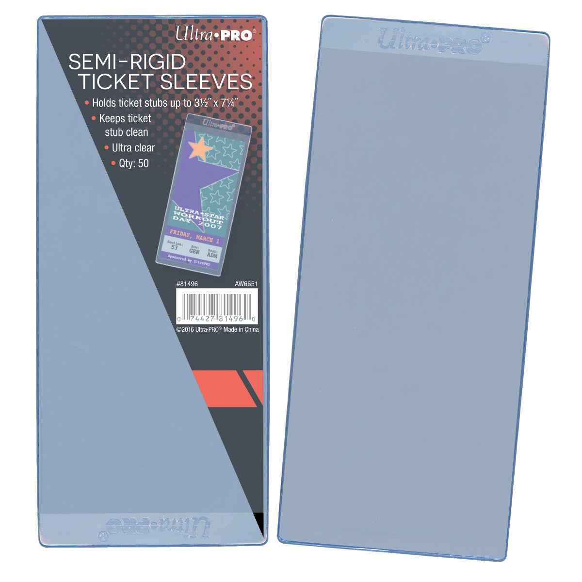 Semi Rigid Ticket Sleeves (50ct) for 3-1/2" x 7-1/4" Ticket Stubs | Ultra PRO International Semi Rigid Ticket Sleeves (50ct) for 3-1/2" x 7-1/4" Ticket Stubs | Ultra PRO International