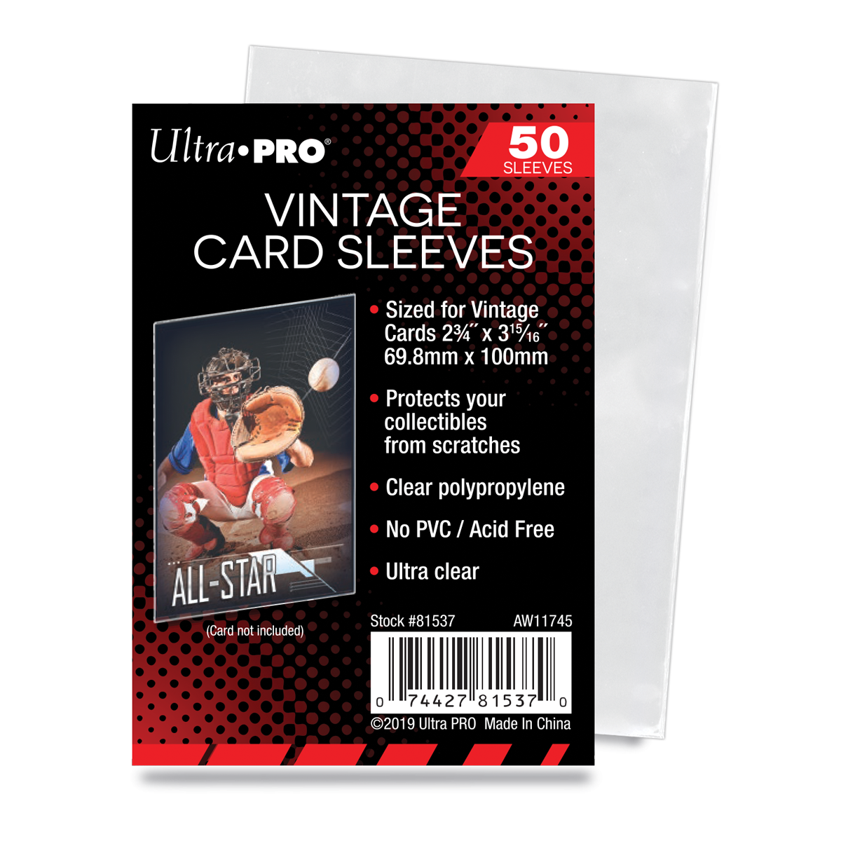 2-3/4" X 3-15/16" Vintage Card Sleeves | Ultra PRO International 2-3/4" X 3-15/16" Vintage Card Sleeves | Ultra PRO International