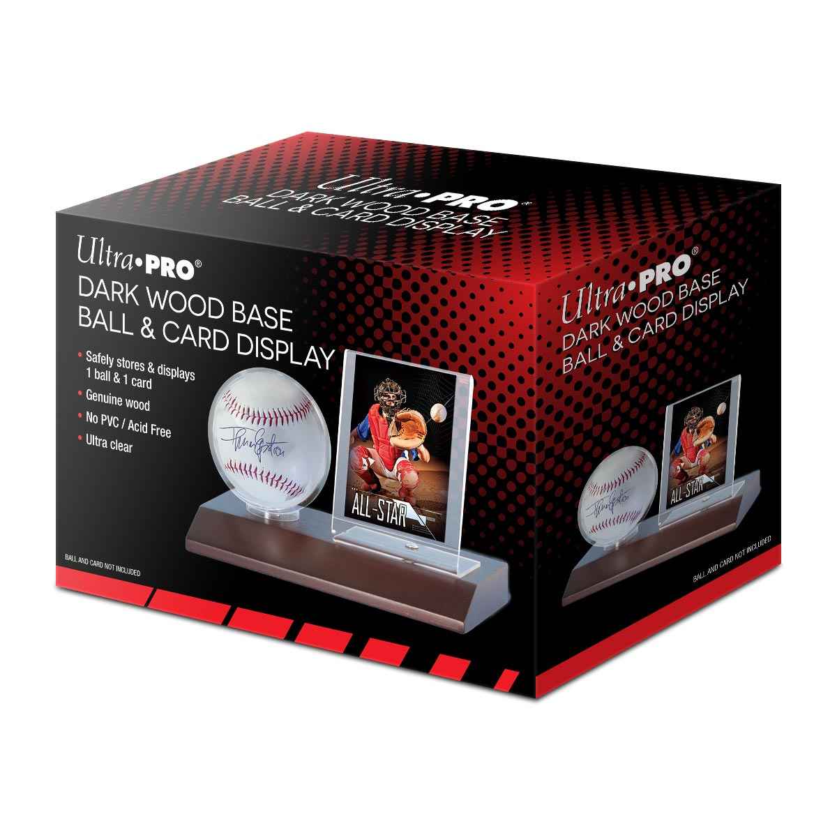 Baseball & Card Dark Wood Display Holder