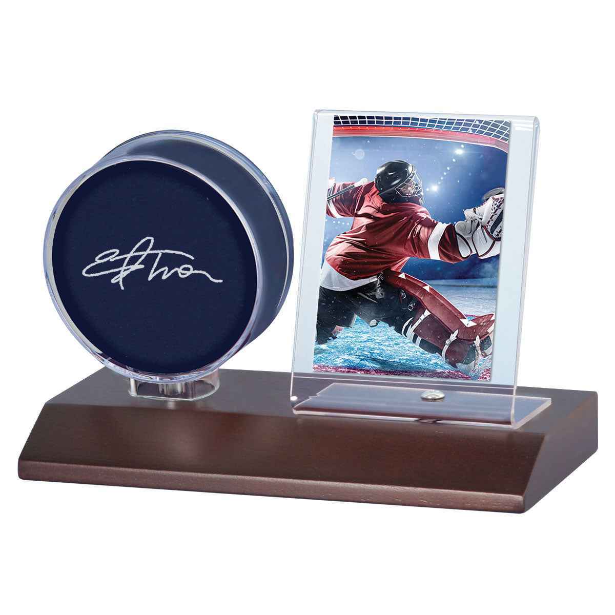 Hockey Puck & Card Wood Display Holder