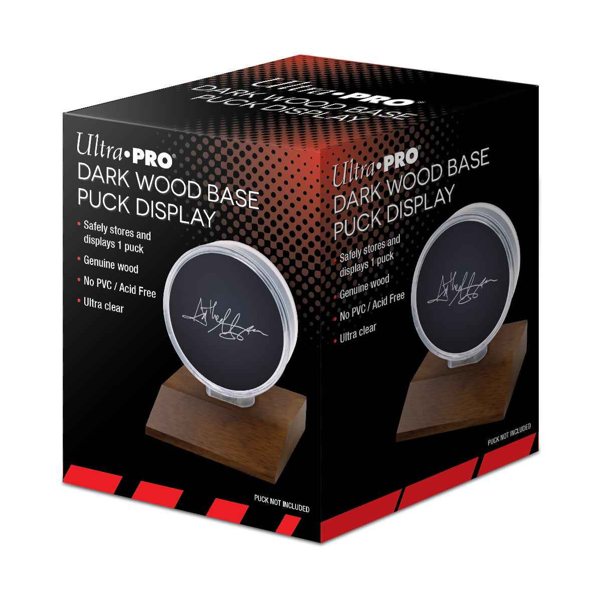 Hockey Puck Dark Wood Base Display Holder