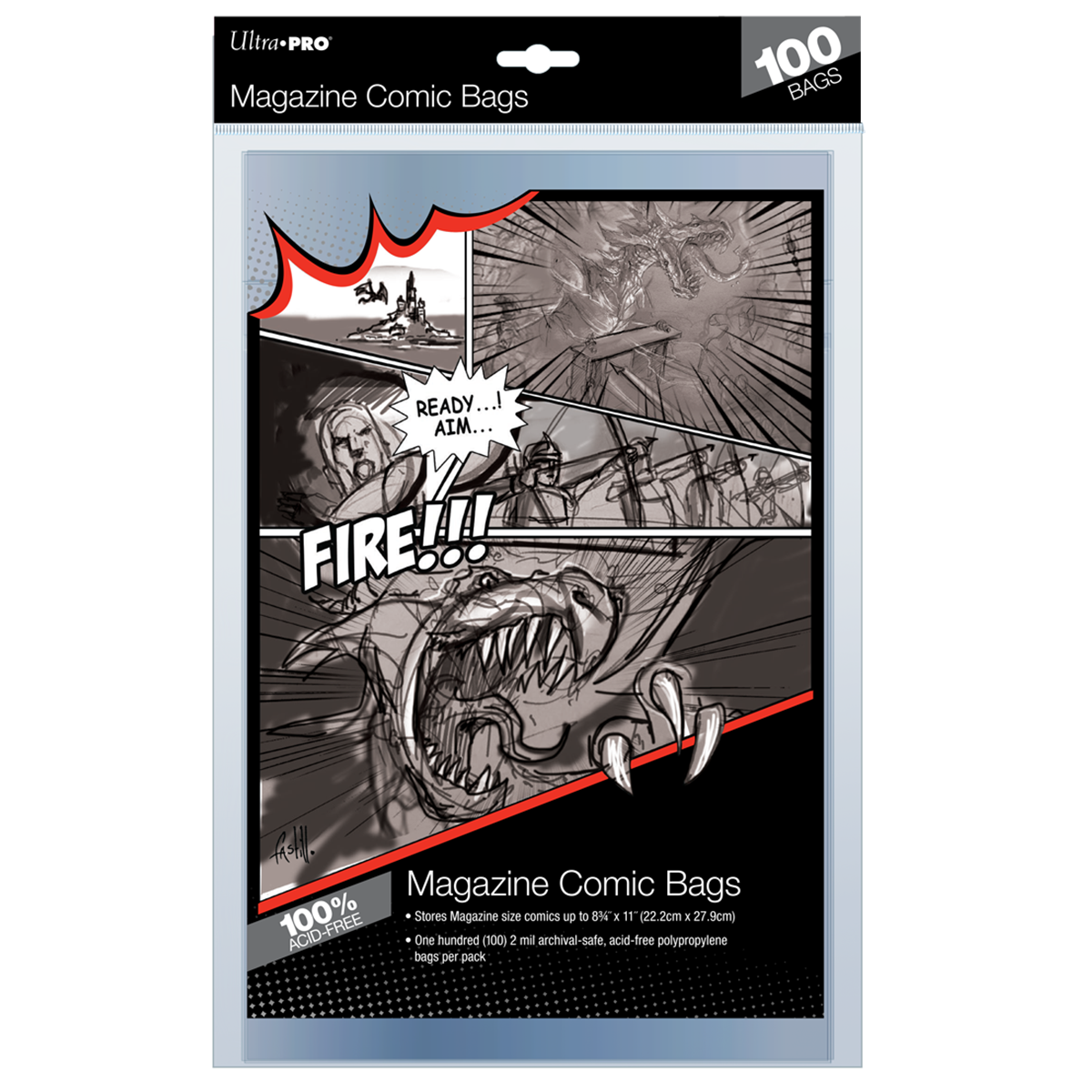 100 Ultra Pro Life Magazine Comic Bags – 11-1/8" X 15-1/8" – Clear Sleeves/Protectors
