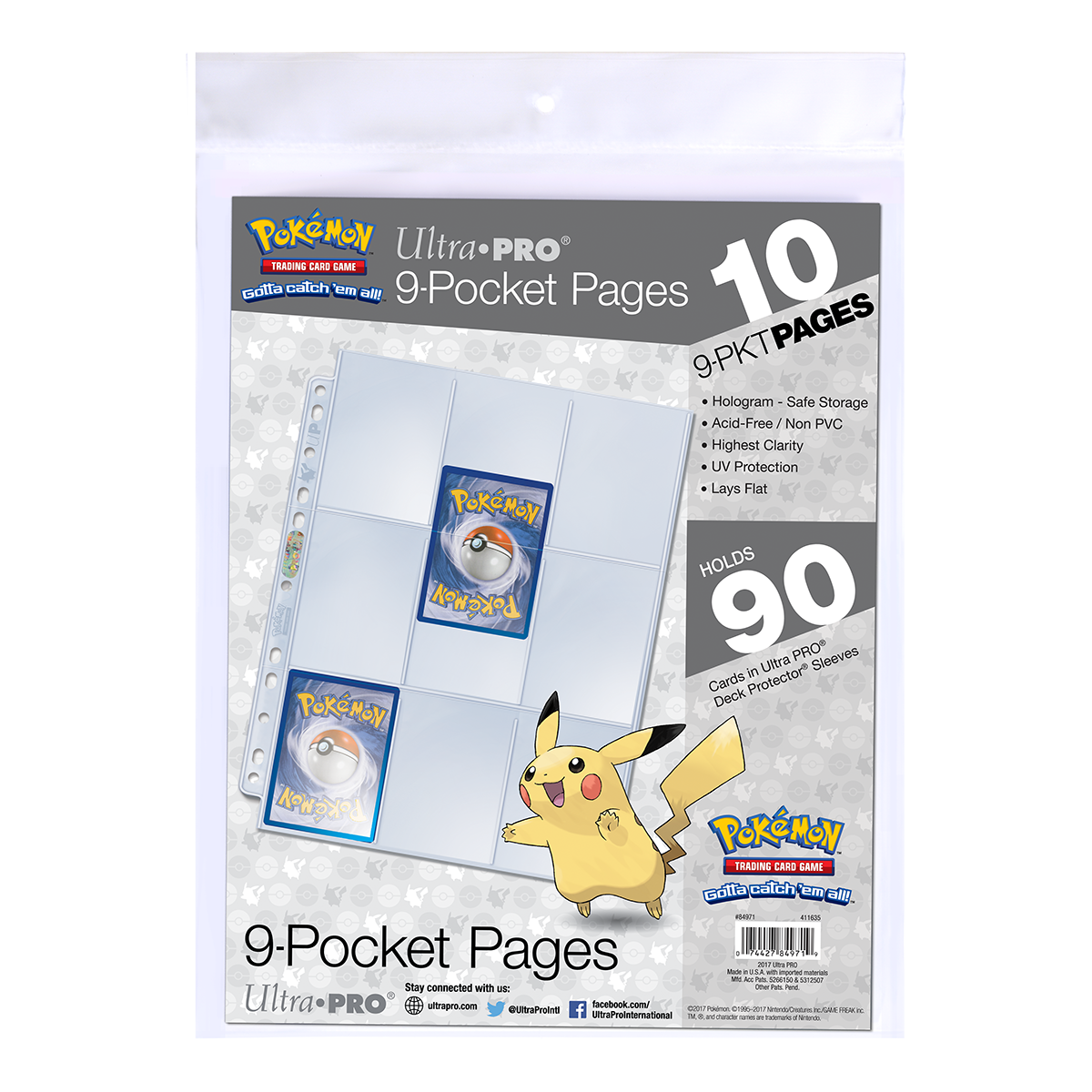 9-Pocket 11-Hole Punch Pages (10ct) for Pokémon | Ultra PRO International