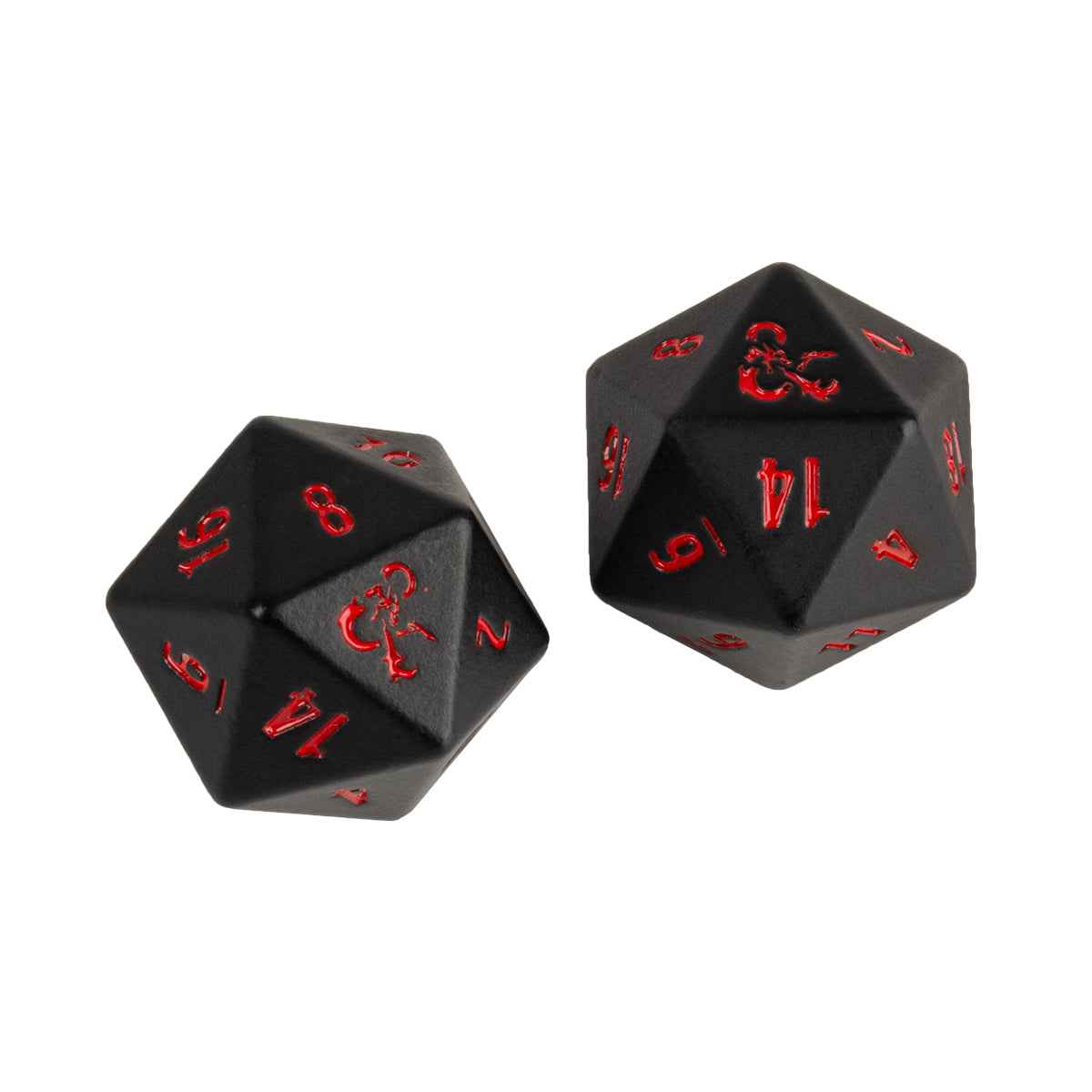 Heavy Metal Black and Red D20 Dice Set (2ct) for Dungeons & Dragons