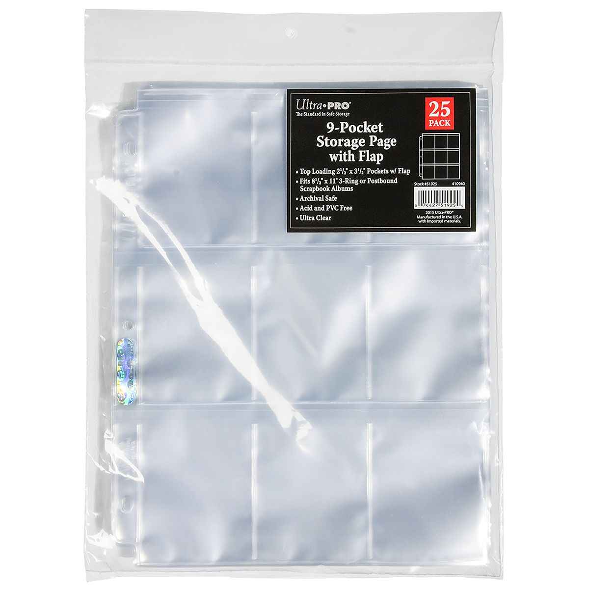 9-Pocket Storage Pages (25ct) with Secure Flap