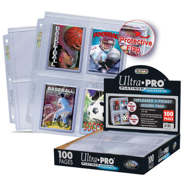 Premium Series 4-Pocket Secure Pages (100ct) for Toploaders | Ultra PRO International Premium Series 4-Pocket Secure Pages (100ct) for Toploaders | Ultra PRO International