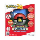 Pokémon Trainer Ultimate retail box showing a red and silver ball-shaped device with a screen window and Pikachu visible inside, on a white background.