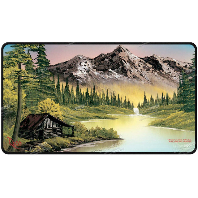 Bob Ross Mountain Retreat Black Stitched Playmat Front  | Ultra PRO International