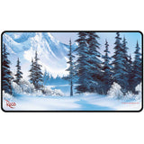 Bob Ross - Winter Paradise Black Stitched Playmat for Tabletop Gaming