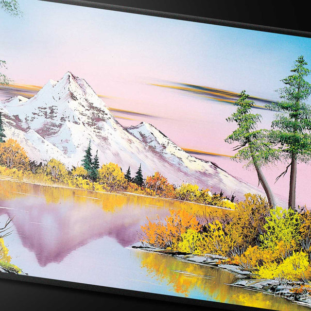 Bob Ross Mighty Mountain Lake Black Stitched Playmat Art | Ultra PRO International