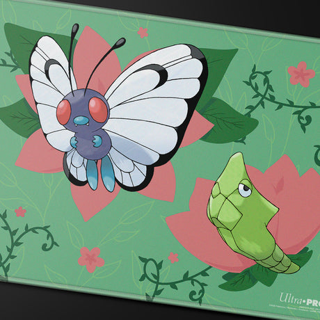 Caterpie Evolutions Stitched Playmat for the Pokémon Trading Card Game - Close-up | Ultra PRO