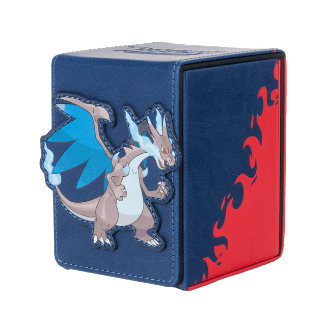 Mega Charizard X ALCOVE® Flip DECK BOX® for the Pokémon Trading Card Game - Angle | Ultra PRO