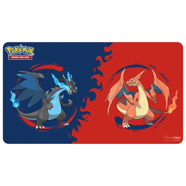 Mega Charizard X and Mega Charizard Y Playmat for the Pokémon Trading Card Game - Front | Ultra PRO