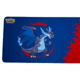 Mega Charizard X and Mega Charizard Y 8ft Table Playmat for the Pokémon Trading Card Game - Close-up | Ultra PRO